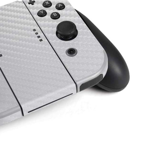 White Carbon Fiber Specialty Texture Material Nintendo Switch OLED (2021) Skin